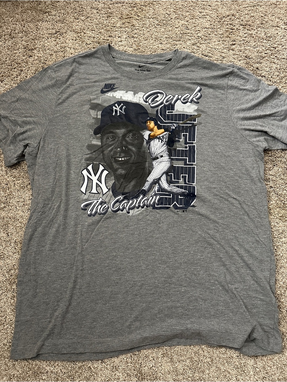 Nike Gray Derek Jeter Graphic Tee with Navy Accents